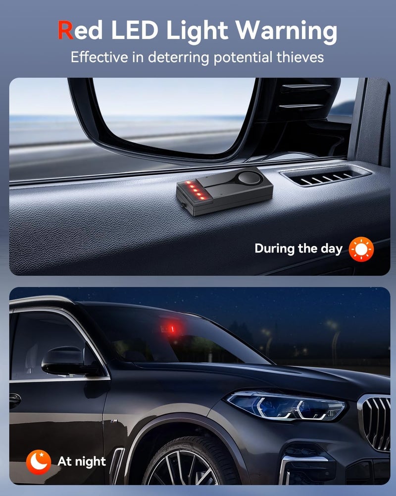 ELECTOP Car Anti-Theft Vibration Alarm, 108dB Automobile Vibration Sound & Light Alarm, Wireless Remote Car Alert Vehicle Security Alert System Automotive Warning Interior Safety Red Light - Image 4